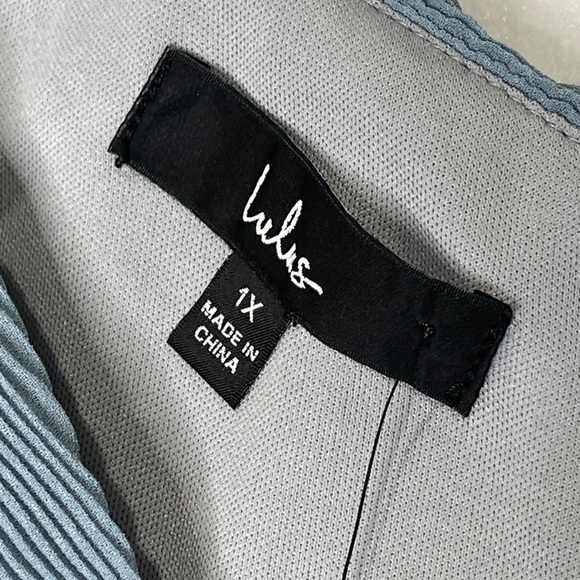 Lulu’s Lovely Endings Dusty Blue One-Shoulder Pleated Maxi Dress‎ Dusty Blue 1X - Picture 11 of 12